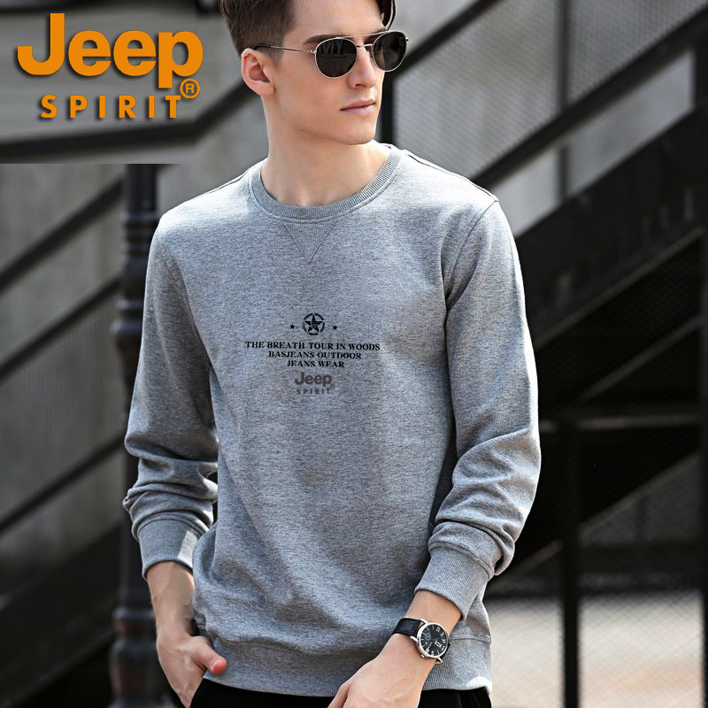 JEEPSPIRIT棉圆领卫衣男冬季大码新款宽松运动休闲男士长袖上衣潮