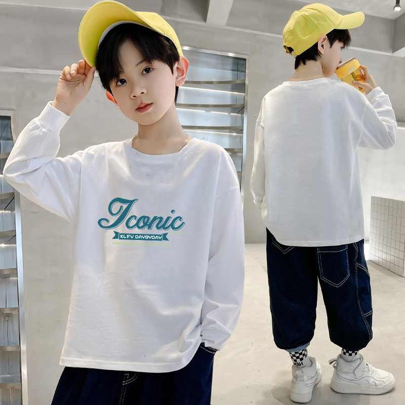 【100%纯棉】童装男童t恤长袖秋季儿童中大童男孩上衣半袖打底衫潮