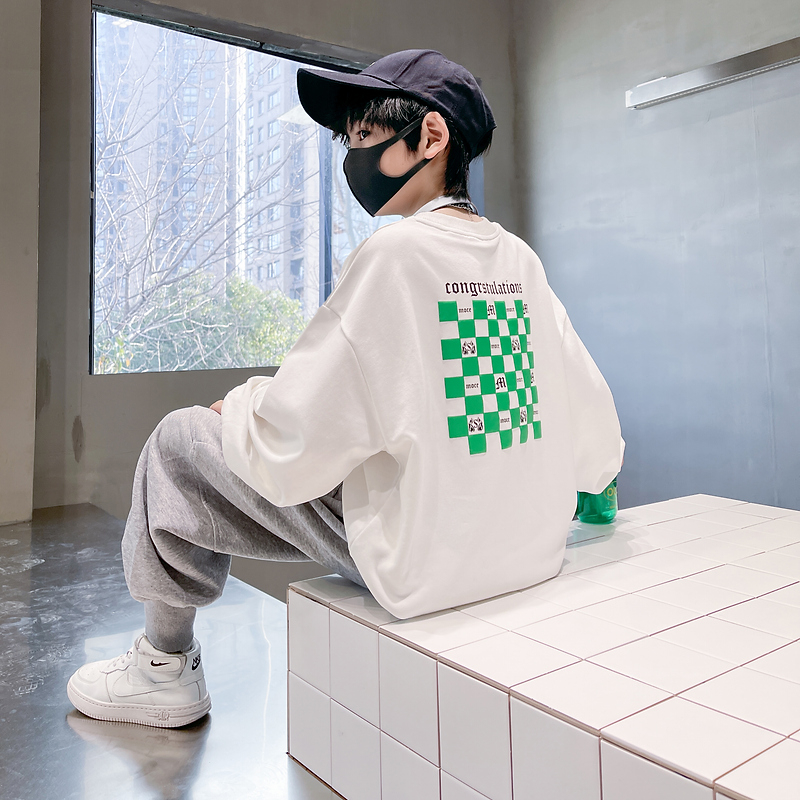 儿童装男童春季卫衣2023新款中大童洋气男孩春秋季时髦帅气炸街潮