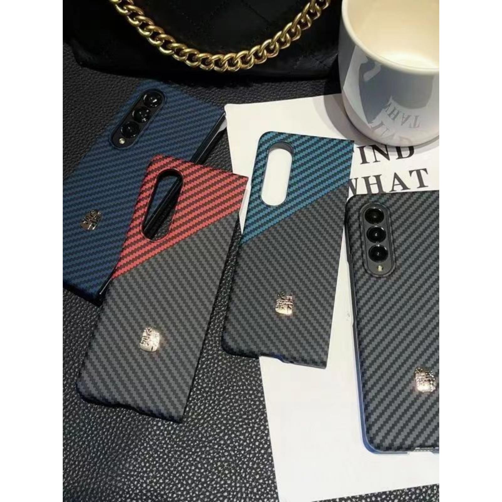 三星Zfold4手机壳zfold5折叠屏保护套fold3碳纤维W22W21W24全包W2