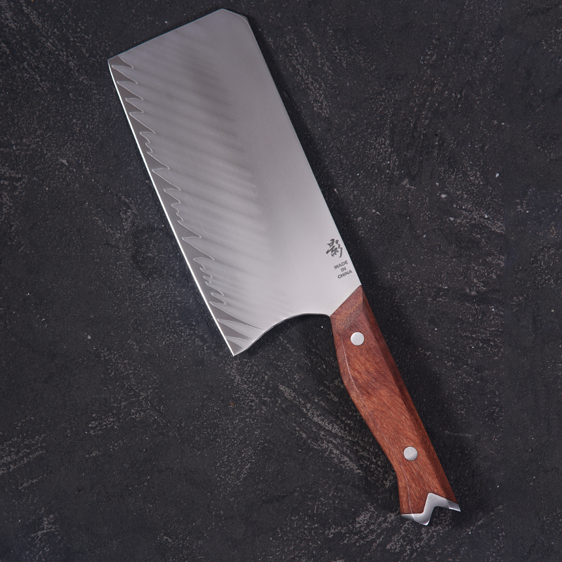 真大马士革流沙纹巴花木柄7层钢10cr15mov中式切片菜专用刀