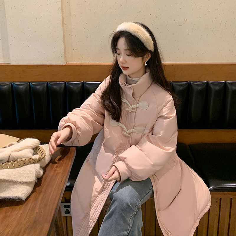 雪中飞反季服女中长款过膝新款牛角扣小个子学生冬季羽绒