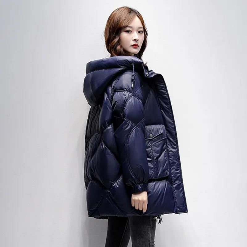 雪中飞2023年新款妈妈中长款羽绒服女韩版宽松大码加厚保暖洋气外