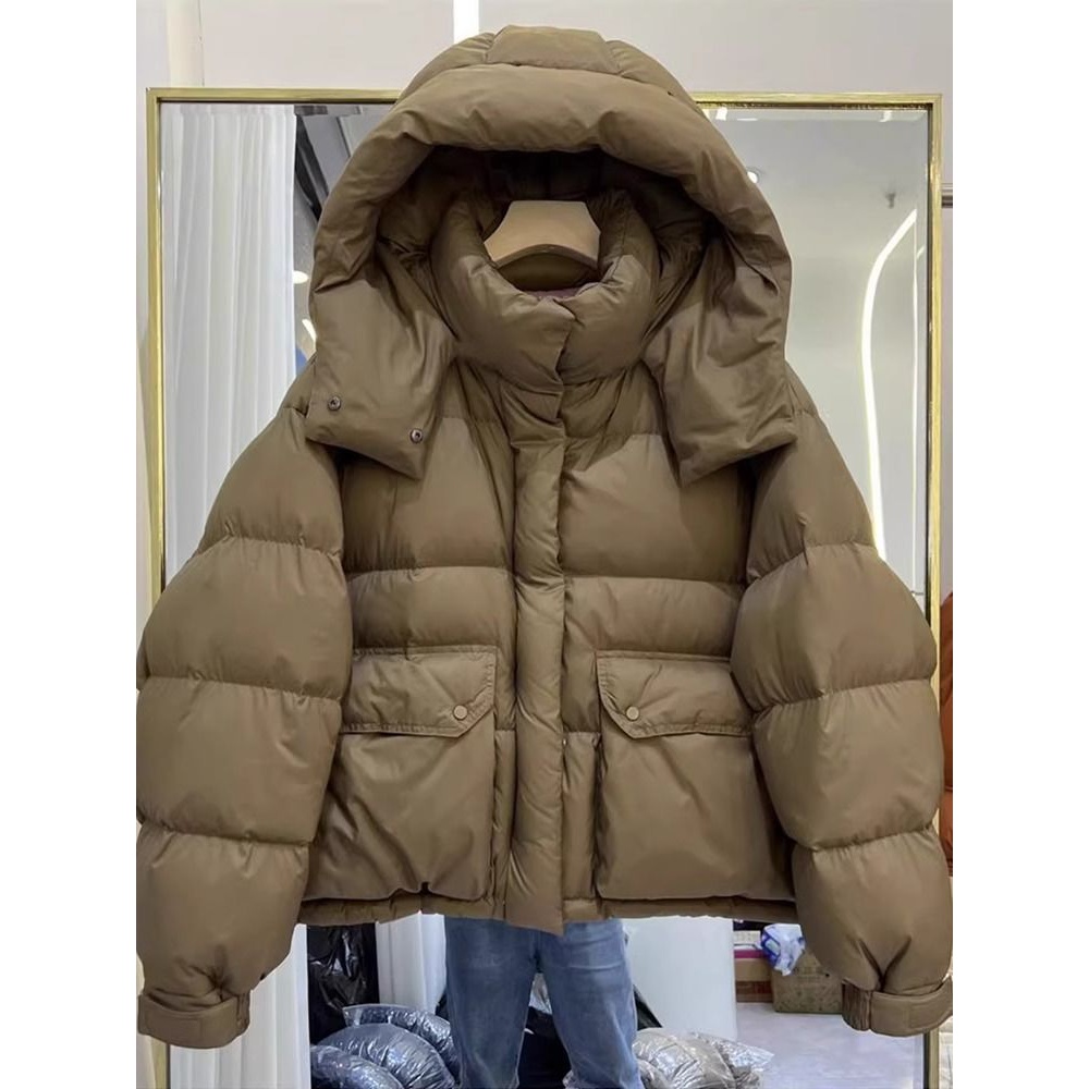 雪中飞羽绒服女欧货秋冬新款宽松连帽小个子百搭面包服外