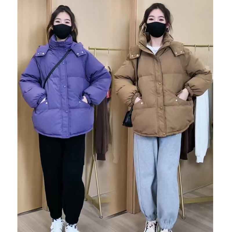 雪中飞冬季新款羽绒服女设计感宽松休闲保暖连帽时尚面包