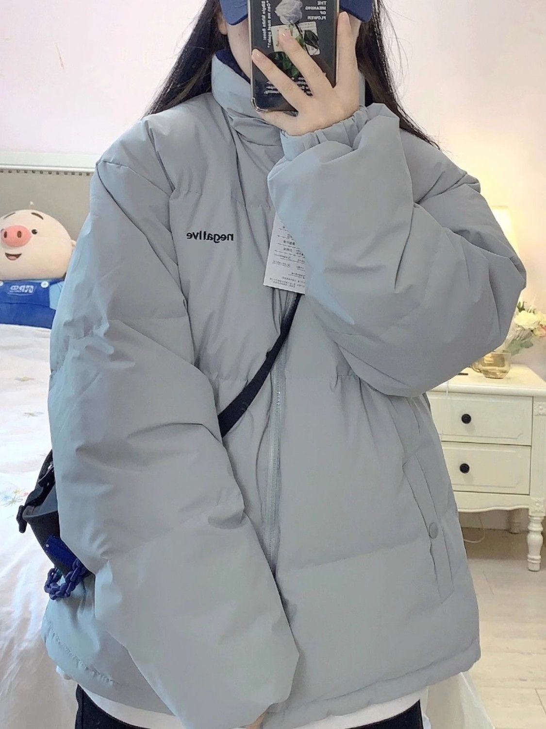 雪中飞加厚简约羽绒服女秋冬季新款宽松百搭设计感小众面包服外套
