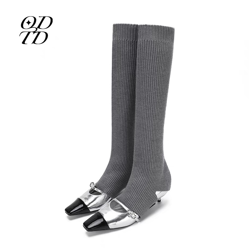 【ODTD 设计师品牌】2024秋冬新款拼接小猫跟袜鞋小众凉鞋女