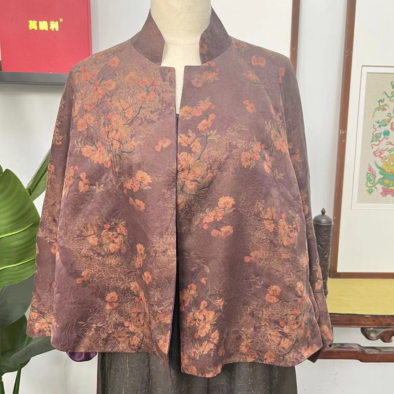 wanxiaoli/萬晓利秋季新款 重磅香云纱设计款双穿外披 宽松桑蚕丝