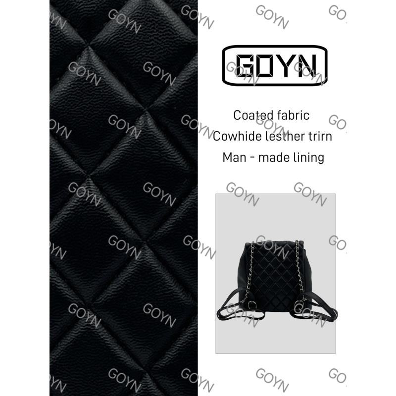 GOYN手工真皮女包手提包 黑色 珍珠双肩包双袋 0199