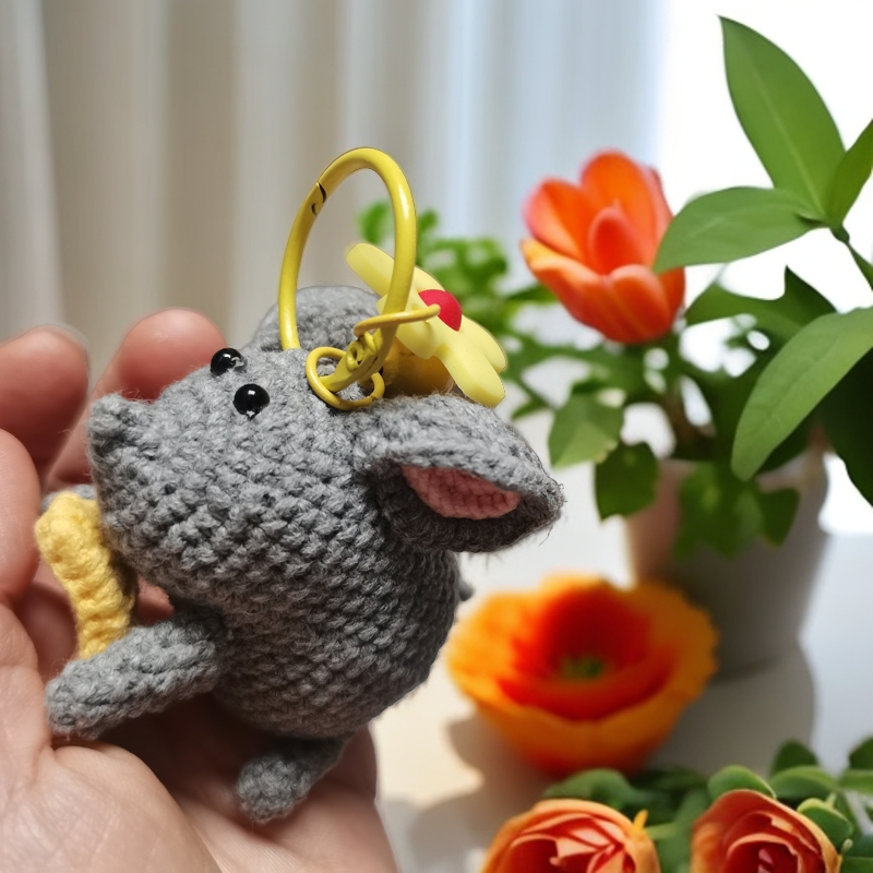 （成品）可爱生肖小老鼠毛线钩织成品玩偶挂件钥匙扣