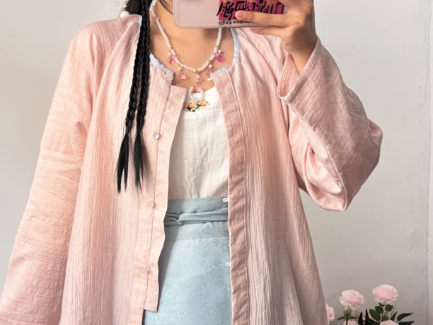 原创明制圆领对襟窄袖衫改良汉服女2025春夏新款外搭日常大码显瘦