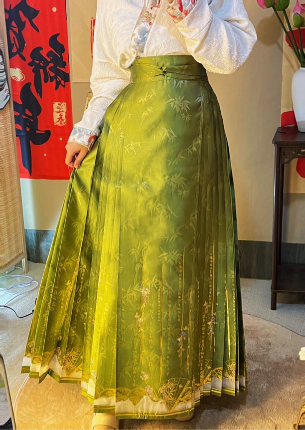 【竹影】原创织金仿妆花马面裙明制汉服春夏日常百搭显瘦国风可定制