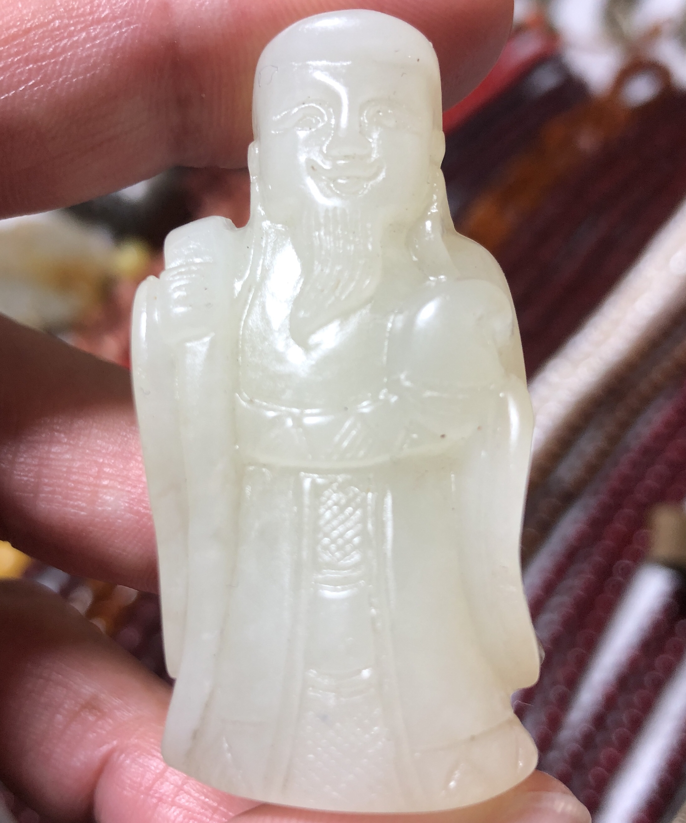 非金属仿珍珠吊坠 财神小寸佛 完整无损 规格5.2/2.5cm