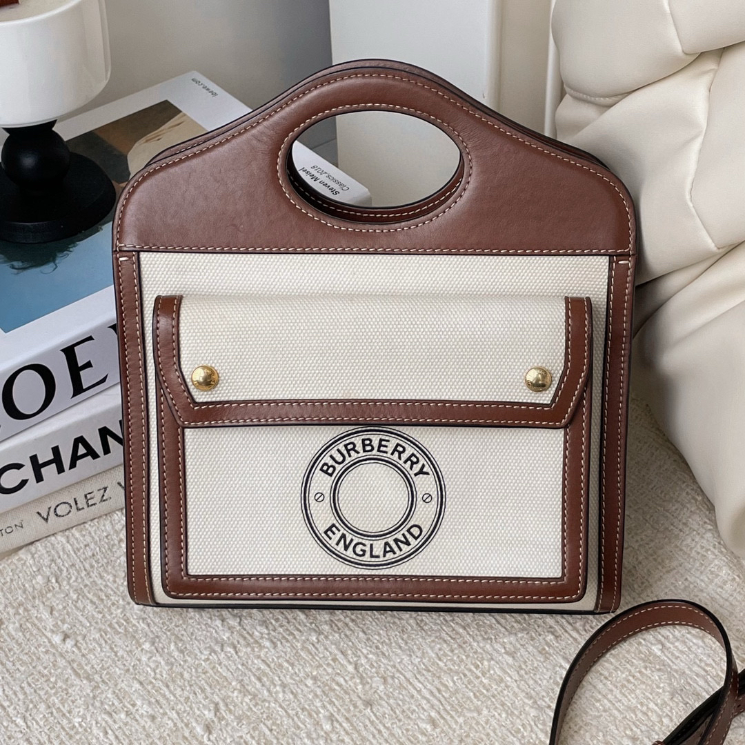 99新 BURBERRY/博柏利 小号pocket托特包 JM2TH61-0027