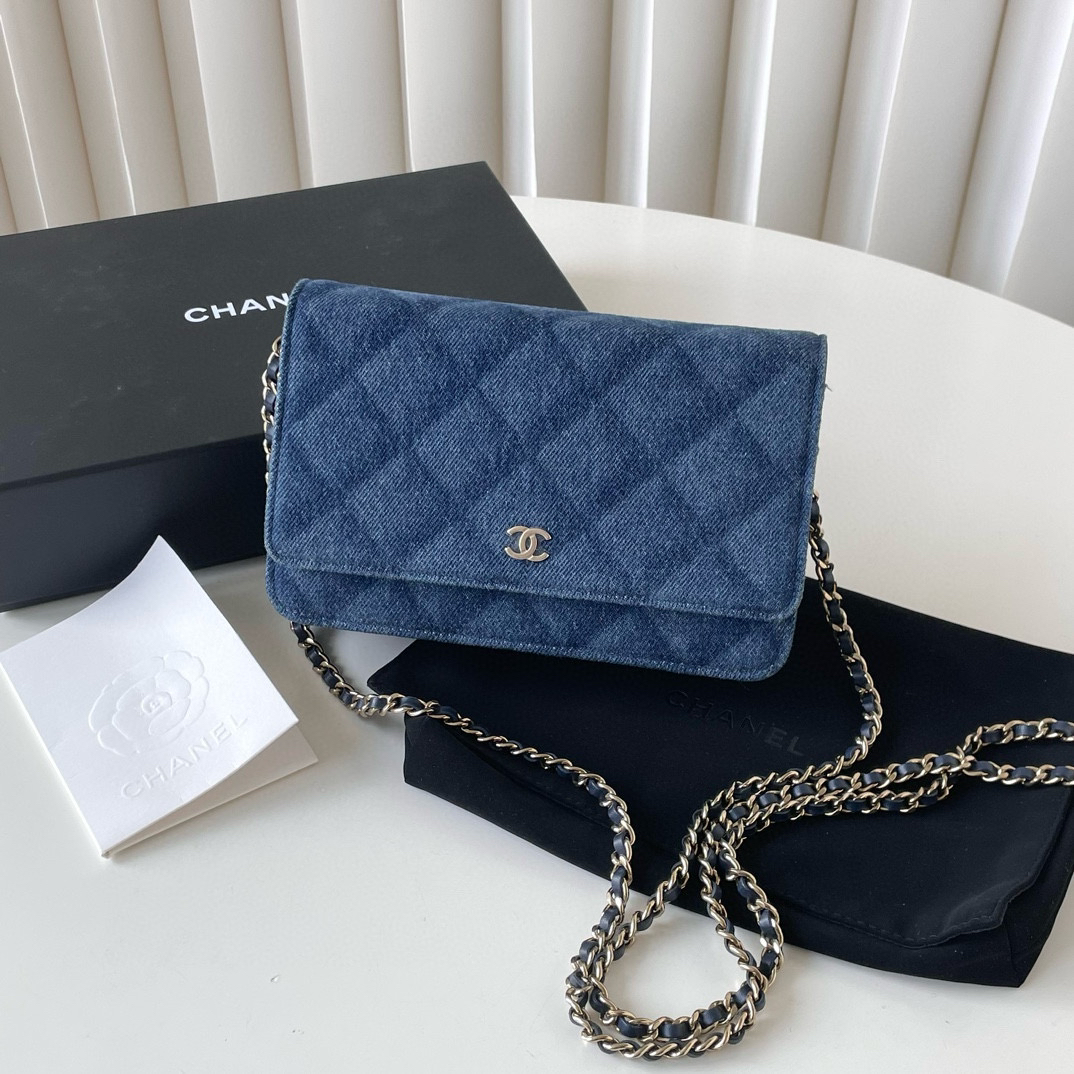 99新 Chanel/香奈儿 全新全套22b新款牛仔丹宁woc B8446
