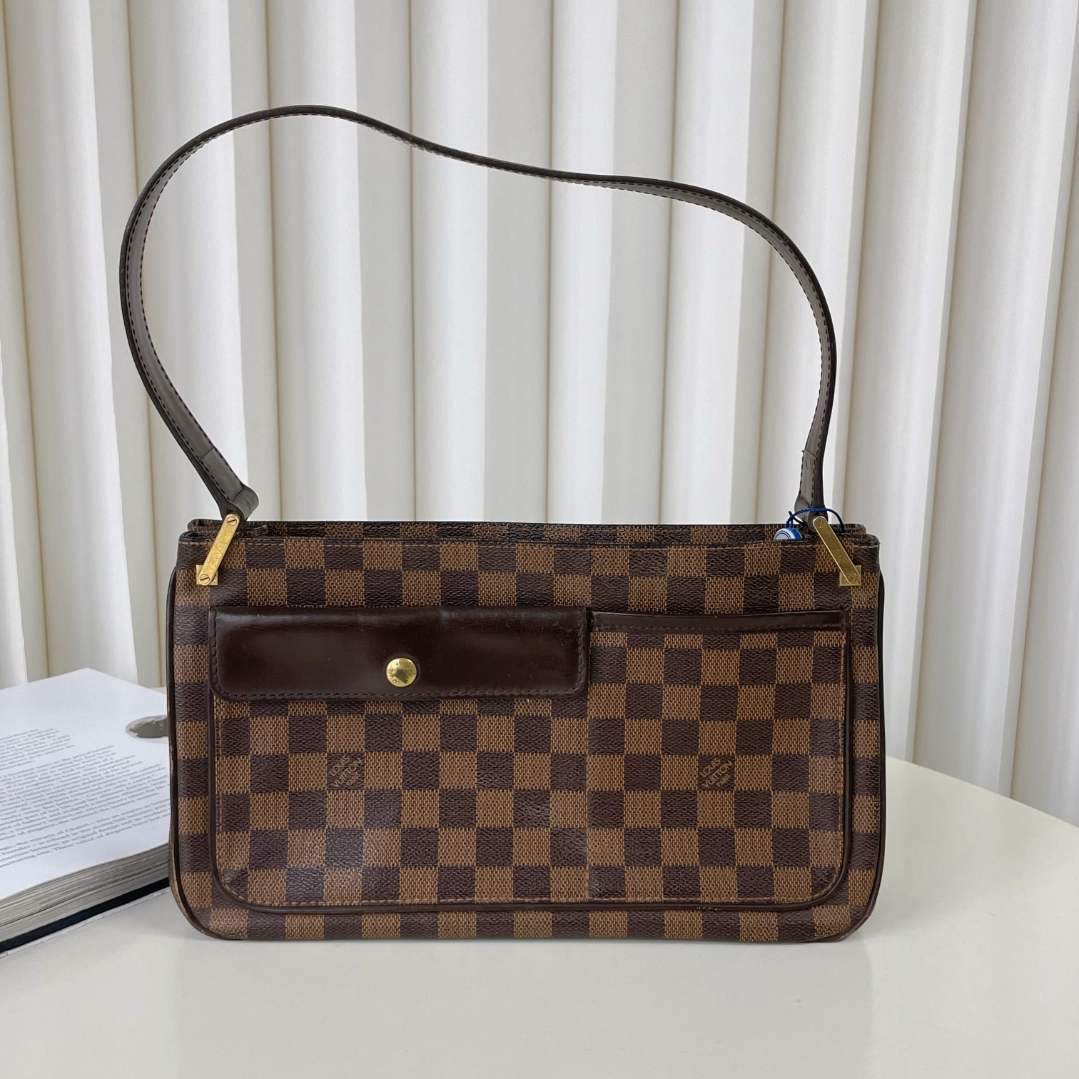 95新 LV 棕棋盘格劳斯莱斯腋下包 JM10-0809