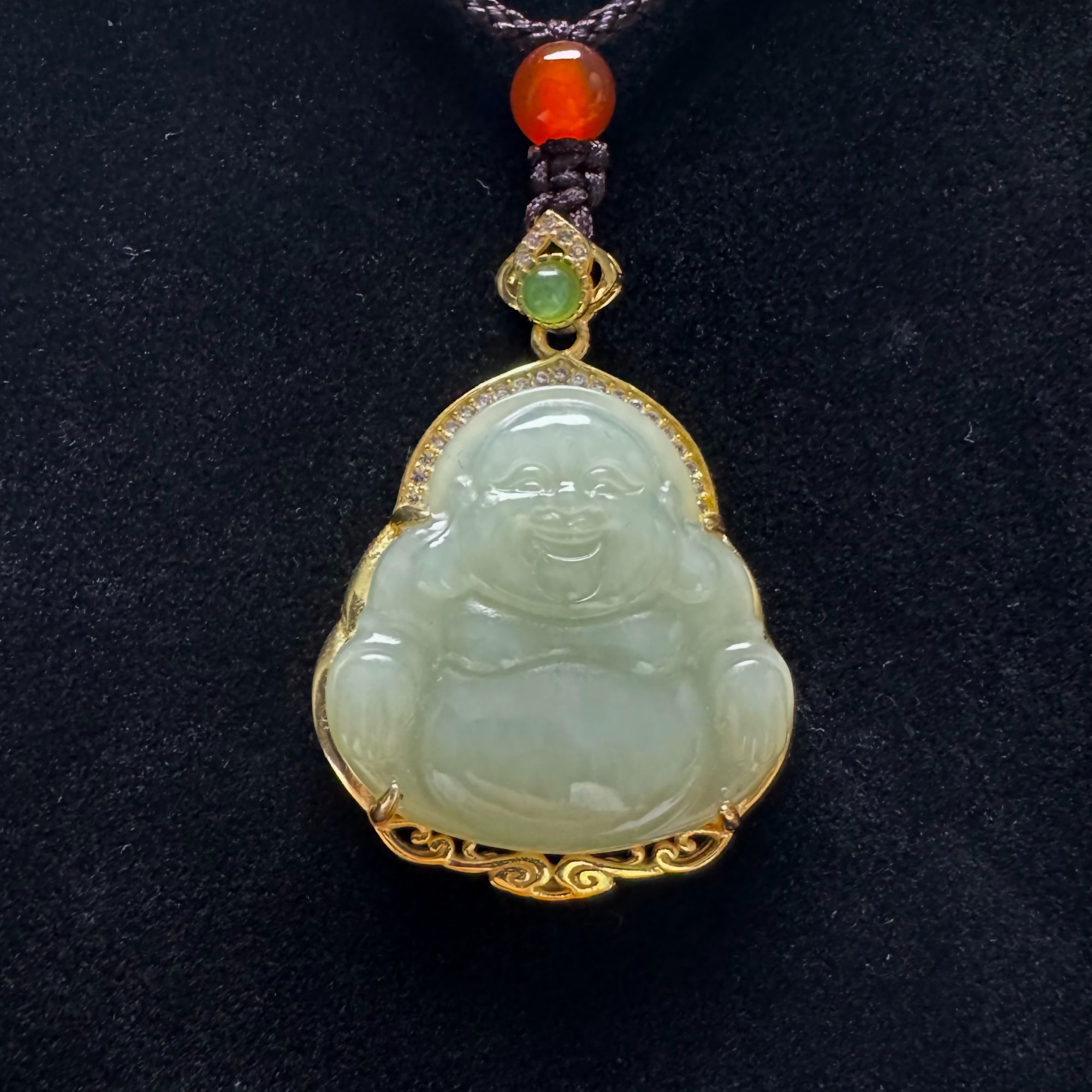 【疆玉源】S925银镶嵌天然和田玉精美佛公吊坠