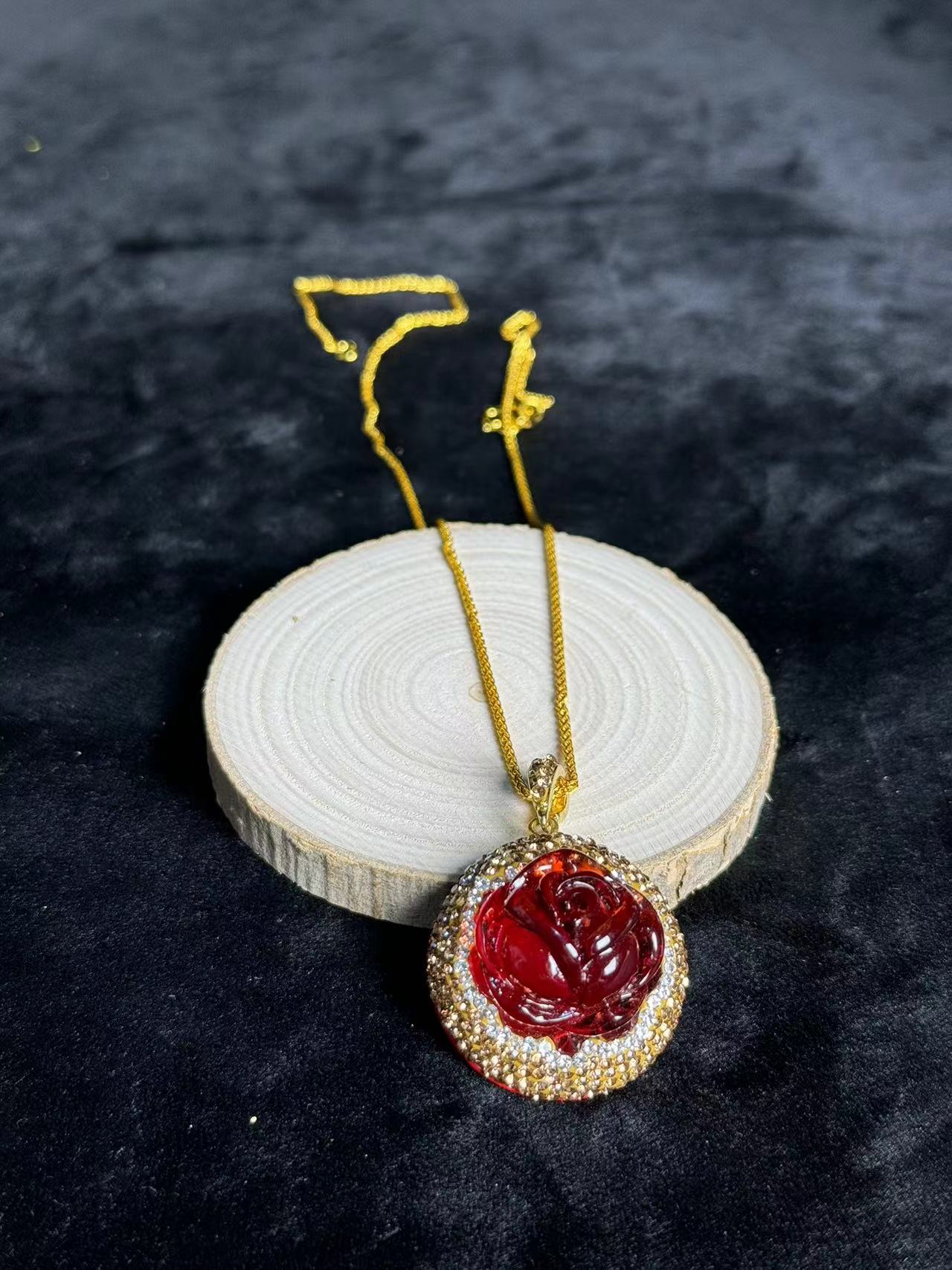 铜合金合成锆石吊坠 ZLH 欧美饰品XP玫瑰花时尚轻奢百搭锁骨链072