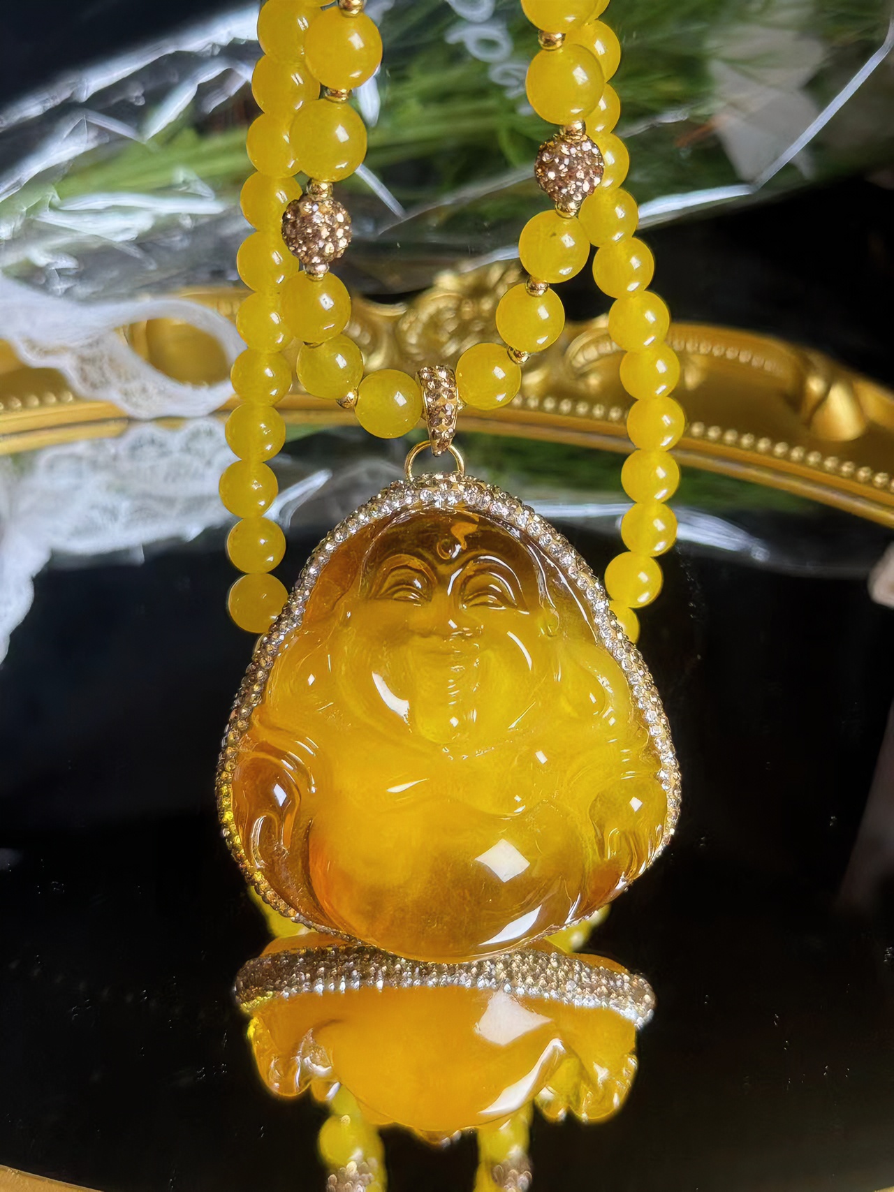 铜合金合成锆石吊坠 ZLH 欧美饰品中东ML佛公时尚轻奢百搭项链057