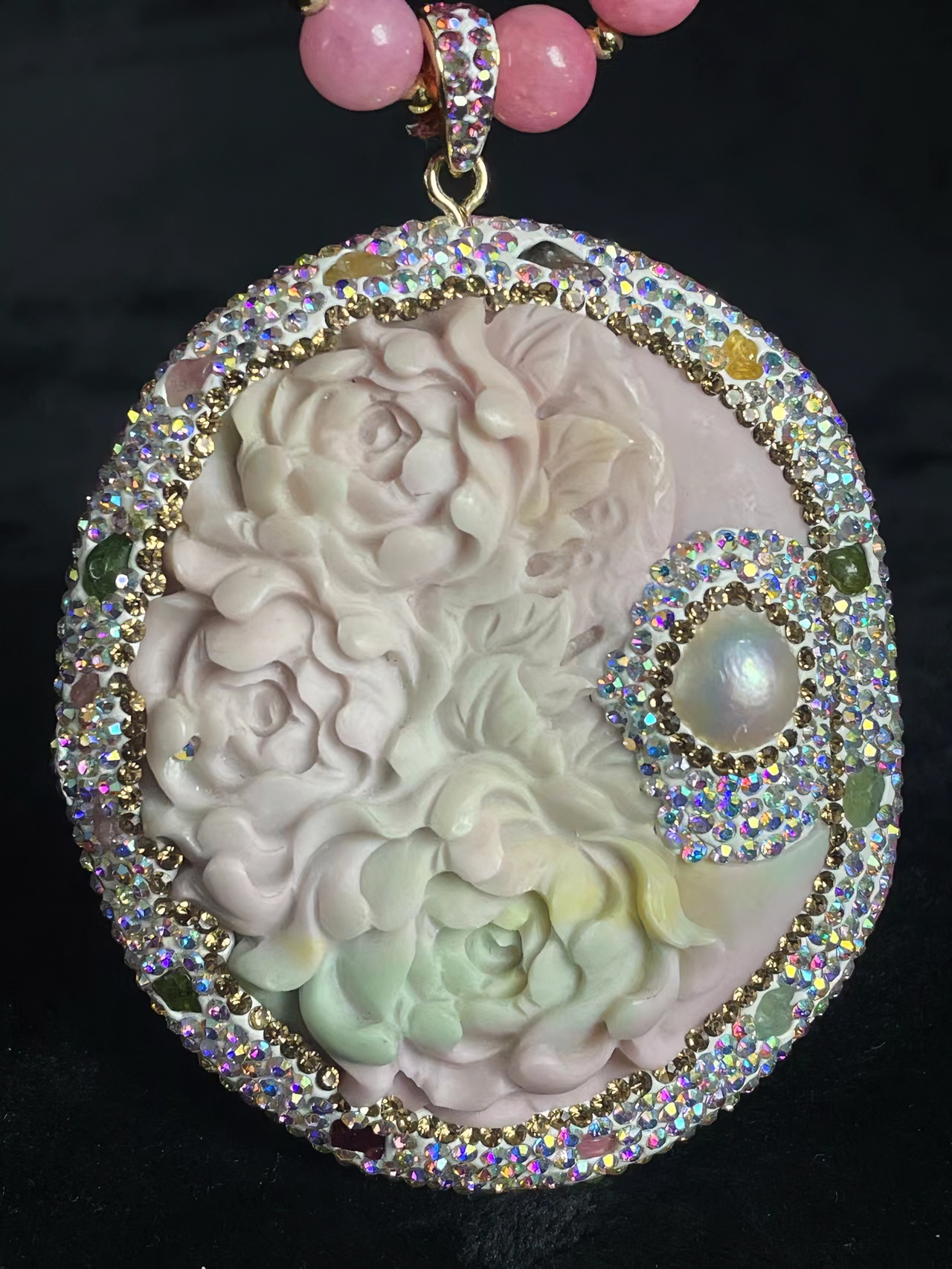 铜合金合成锆石吊坠 ZLH 欧美饰品盐源MN花朵时尚轻奢百搭项链049