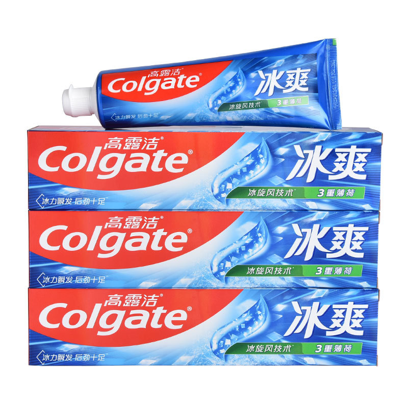 冰爽薄荷味牙膏口气清新含氟清洁口腔护龈炫白去渍洁牙健齿家庭装
