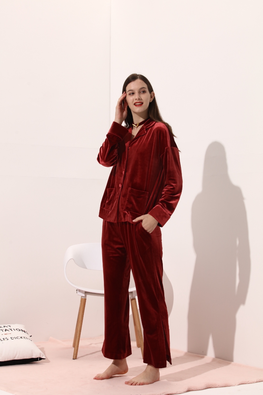 女士金丝绒家居服套装