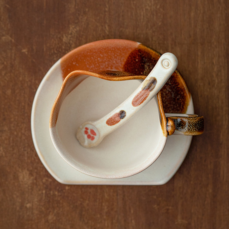 日本进口软萌可爱三花猫杯手工茶具日式家用布引烧陶瓷下午茶杯子