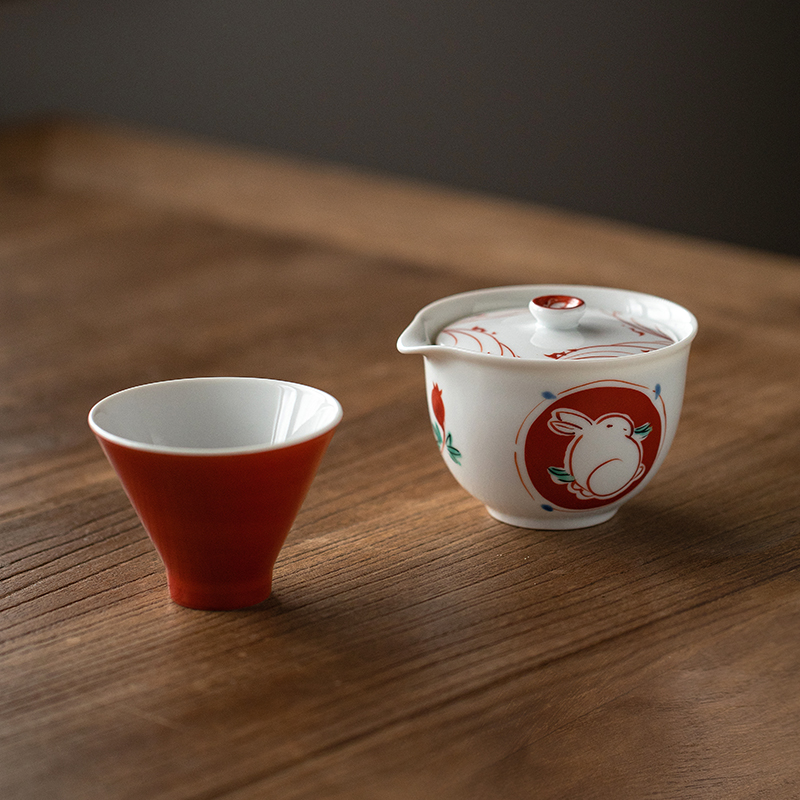 日本进口藏珍窑前兔似锦日式家用手工过滤泡茶壶复古釉下彩茶杯