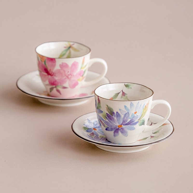 同合日本进口和蓝美浓烧日式十二月可爱田园风下午茶杯套杯杯碟