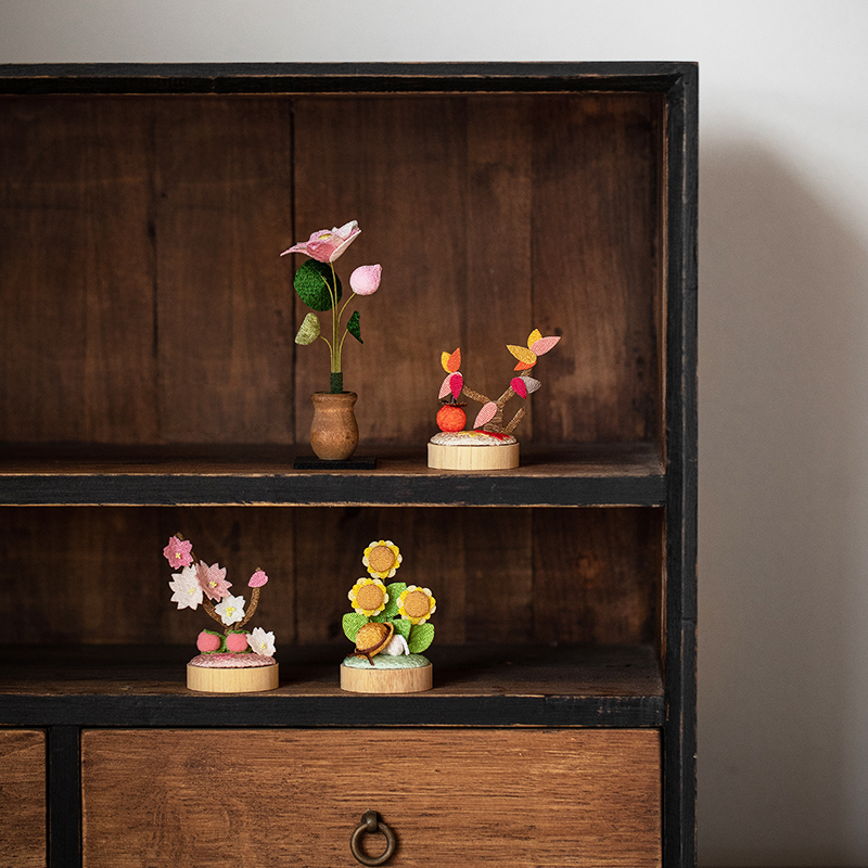 日本进口龙虎堂漫步花园摆件日式可爱花卉桌面玄关摆饰生日礼物