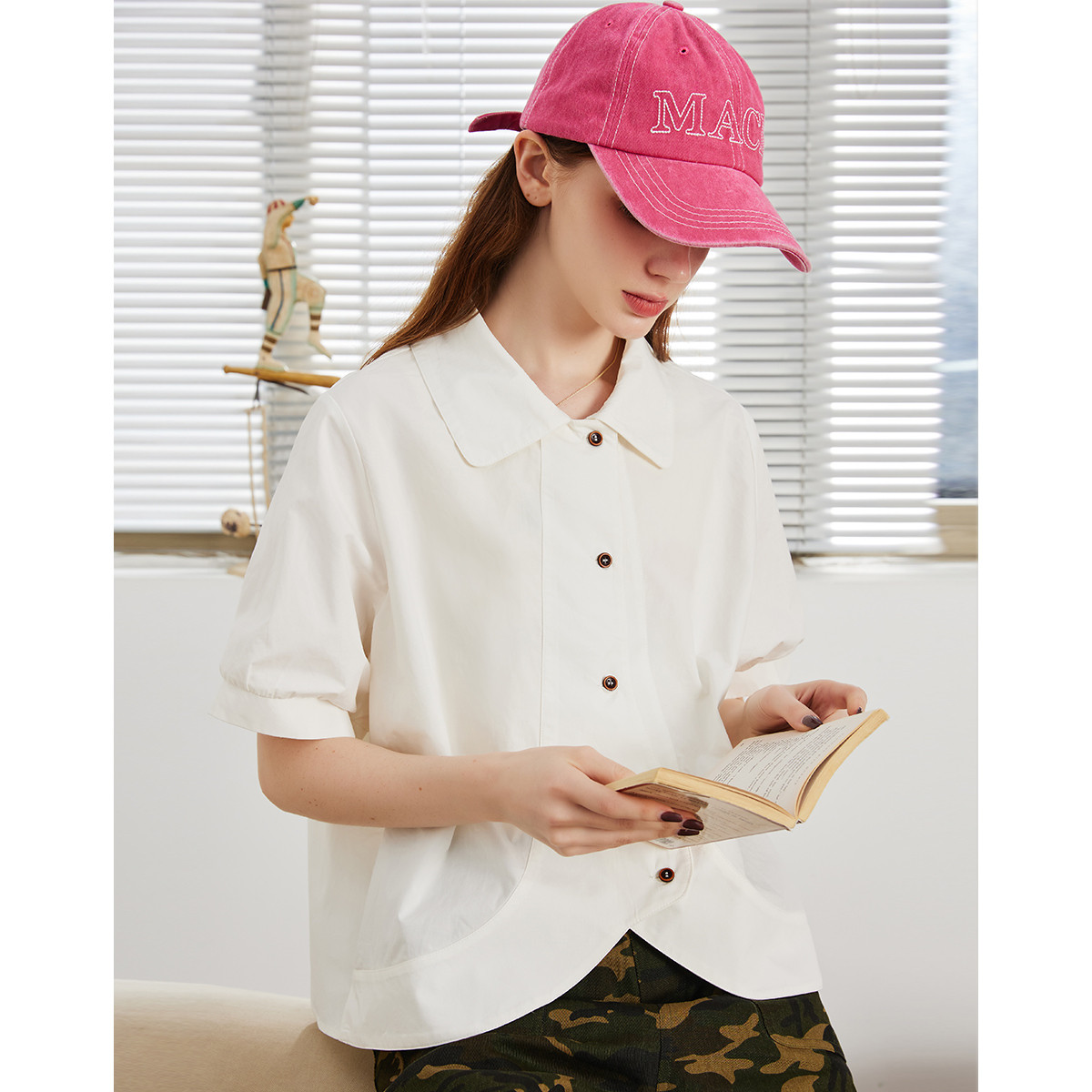 a02【金拐子专属】纯色休闲简约设计翻领女式衬衫设计师款AEI2S5708