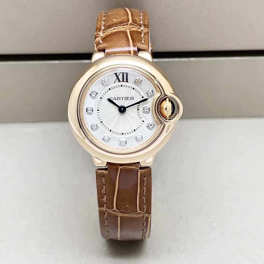 99新 Cartier/卡地亚 蓝气球系列/28mm/18k金钻刻/石英女表
