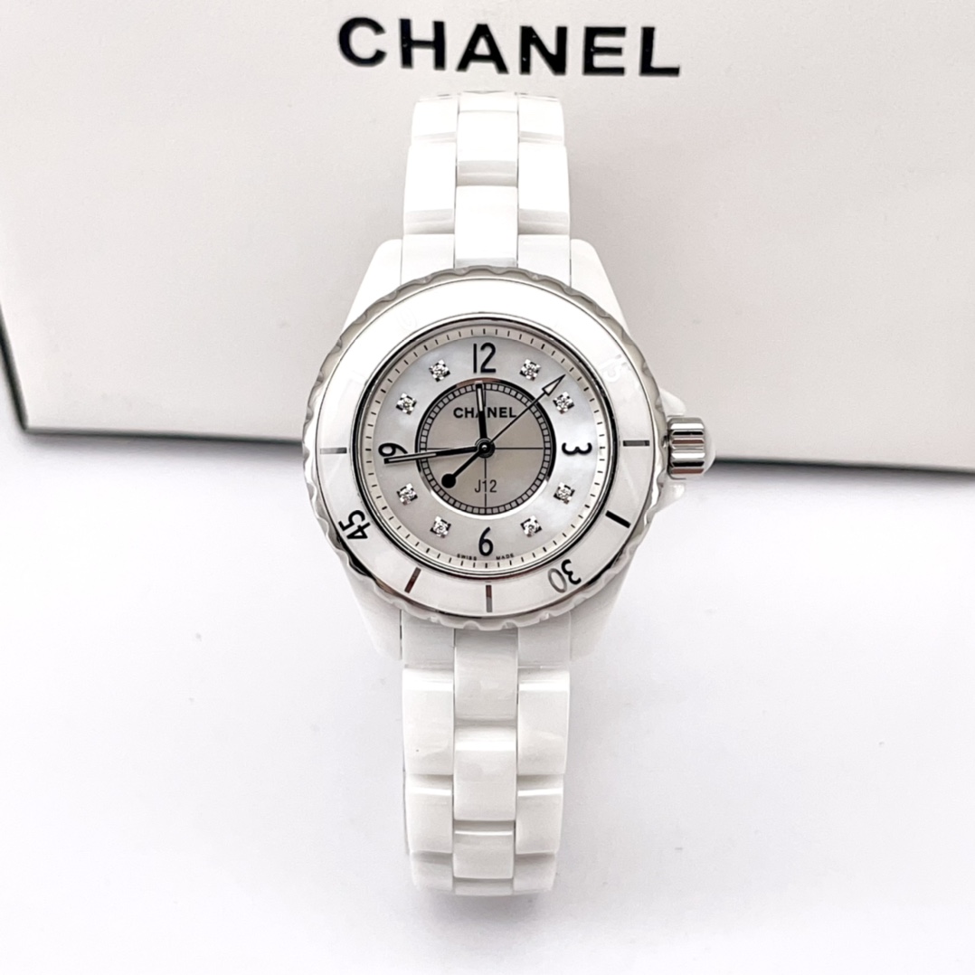 95新 Chanel/香奈儿 J12系列/33mm/原钻/石英时尚气质女士手表