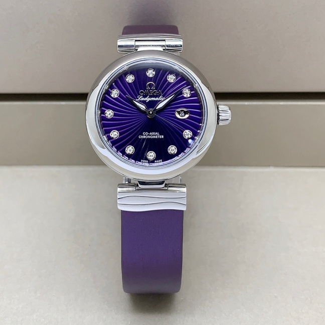 95新 Omega/欧米茄  碟飞系列/自动机械/34mm/原钻/自动机械女表