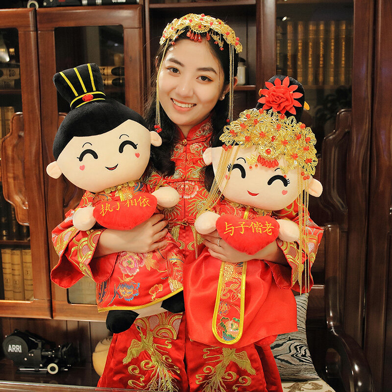 新款复古压床娃娃一对结婚床头喜娃婚庆新婚公仔婚礼玩偶情侣喜娃