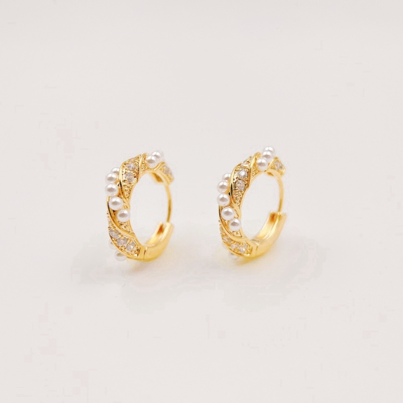 铜合金仿珍珠耳饰 【1791】【甜心花环】高级感编织耳扣