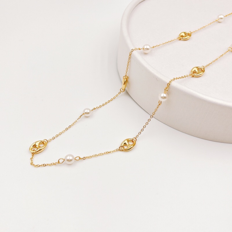 铜合金仿珍珠项链 【1661】法/马/花漾倾城项链