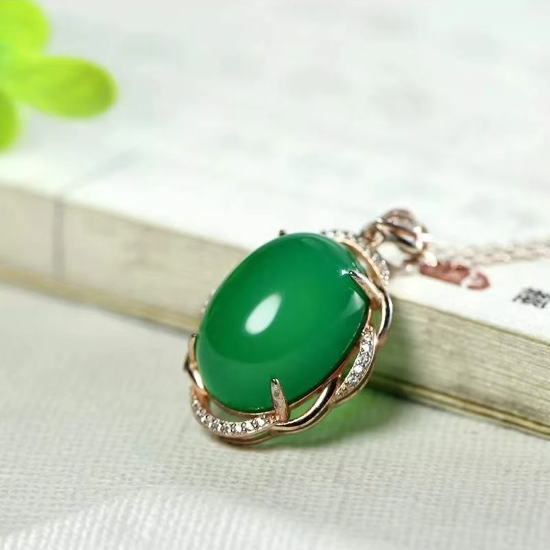 桐掌柜珠宝甄选天然玉石爆款玫瑰金镶嵌鸽子蛋吊坠