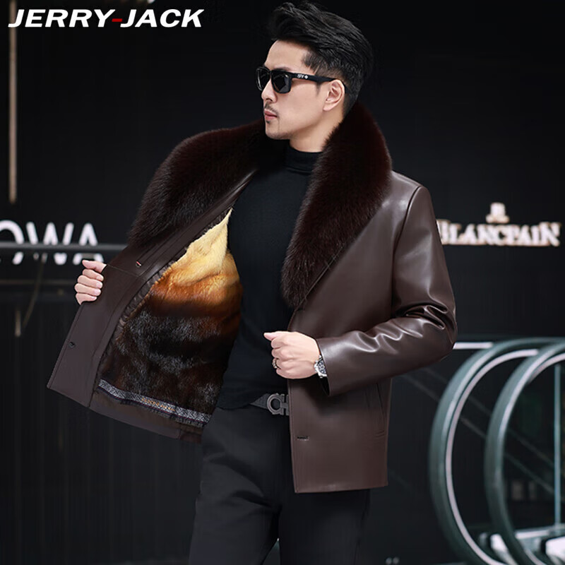 男士皮衣短款皮貂真皮绵羊皮毛一体内胆可拆卸加绒保暖皮大衣外套