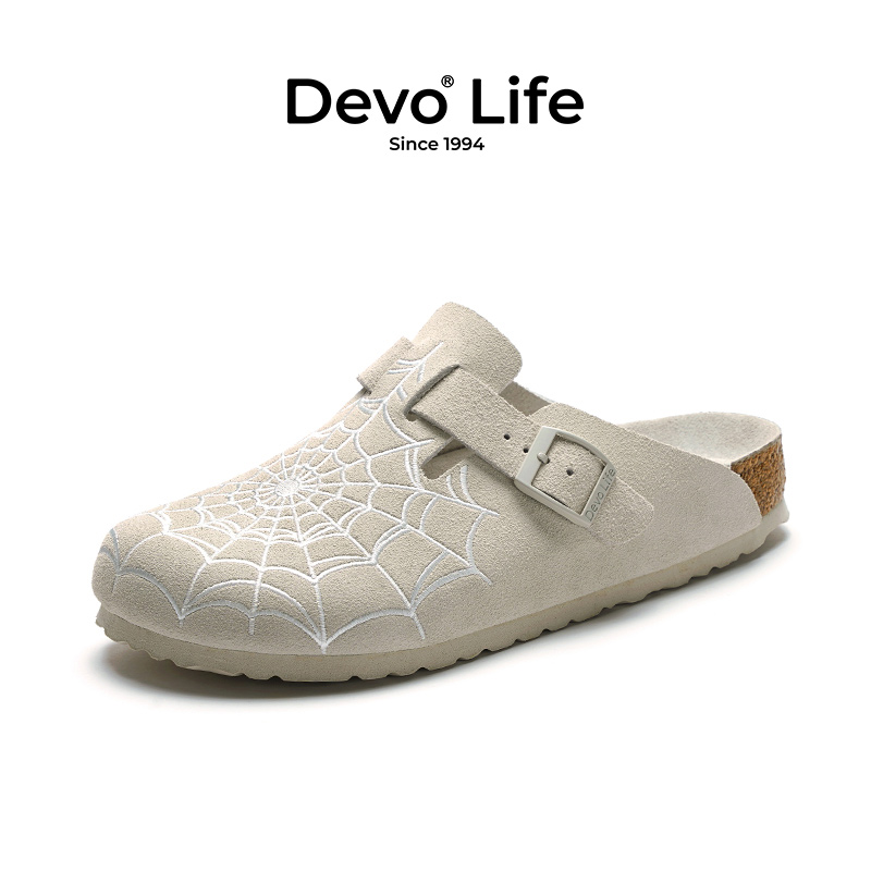 Devo/的沃勃肯鞋女款软木鞋包头懒人夏季外穿一脚蹬套脚拖鞋24035
