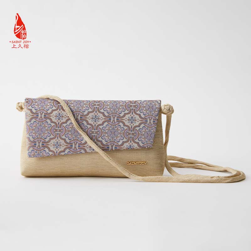 上久楷复古 百搭女式手拿包斜背包  女士 菱纹定胜  BWS22B1310