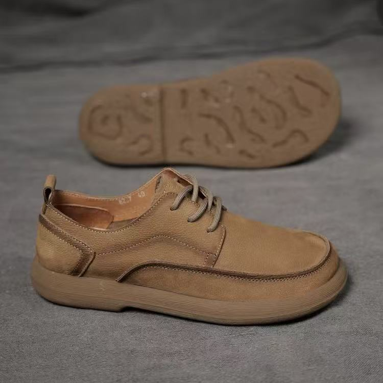 新款复古潮流时尚百搭真皮男士皮鞋软底软面休闲皮鞋