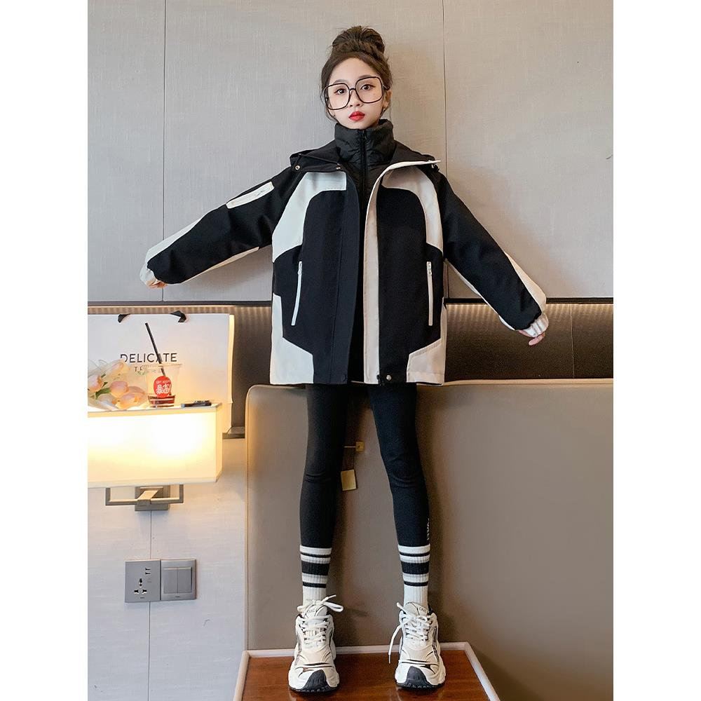朵美巴拉巴拉宝宝女童羽绒服2023新款中大儿童冬季加厚三合一冲锋