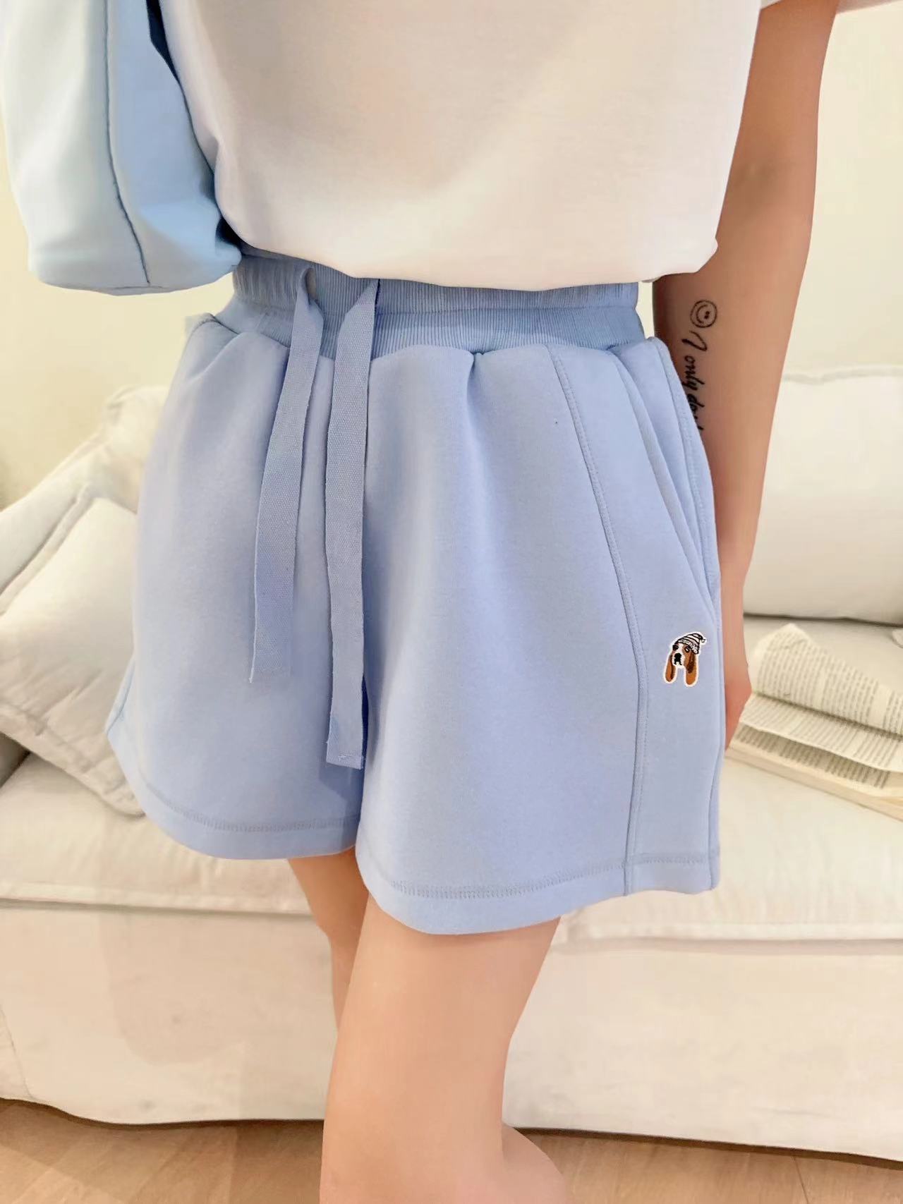 AE夏季上新休闲女短裤卫裤高腰阔腿显瘦松紧腰复古潮