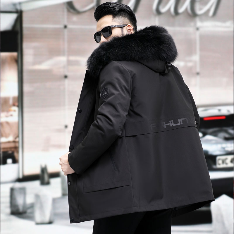 2024皮毛一体派克服男士狐狸毛大衣獭兔皮草内胆中长款冬外套114