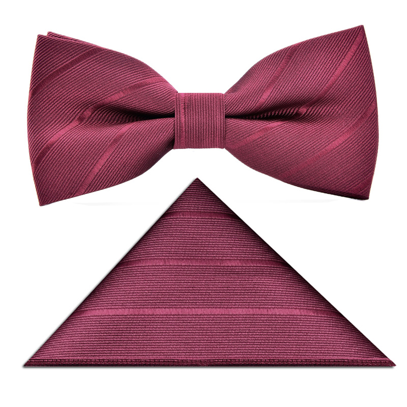 红色新郎结婚领结领带口袋巾套装男士黑色伴郎蝴蝶结韩版礼服西服