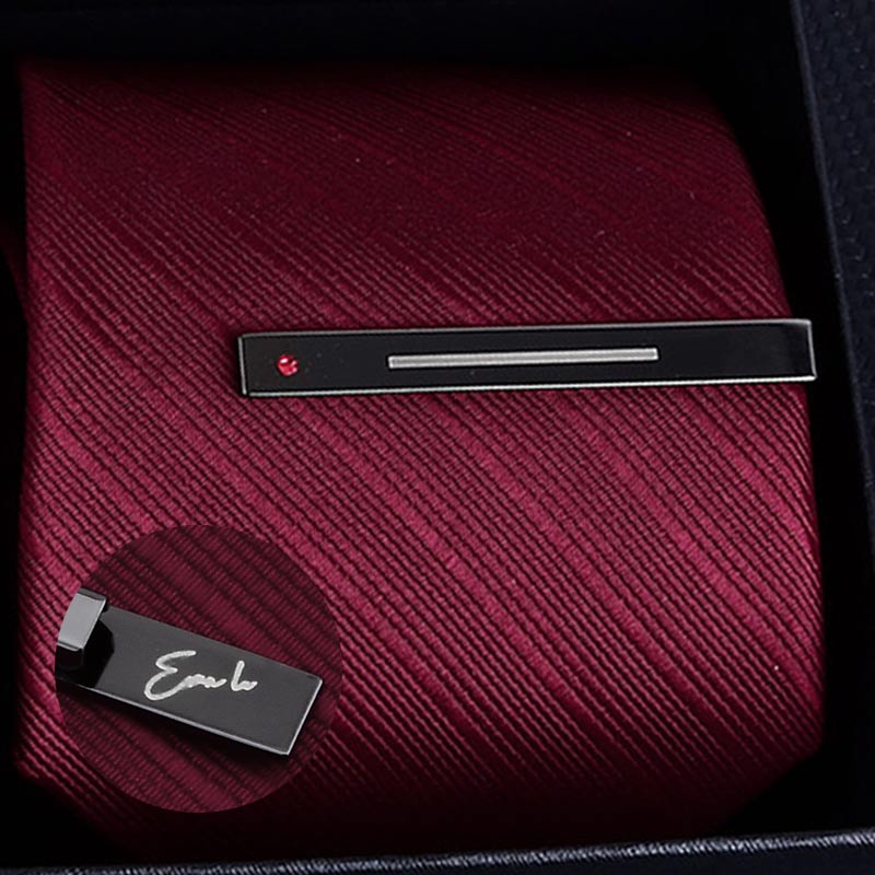 陆沉cos领带夹 领带枪黑色烟灰色镶水晶 光与夜之恋周边 背面刻字