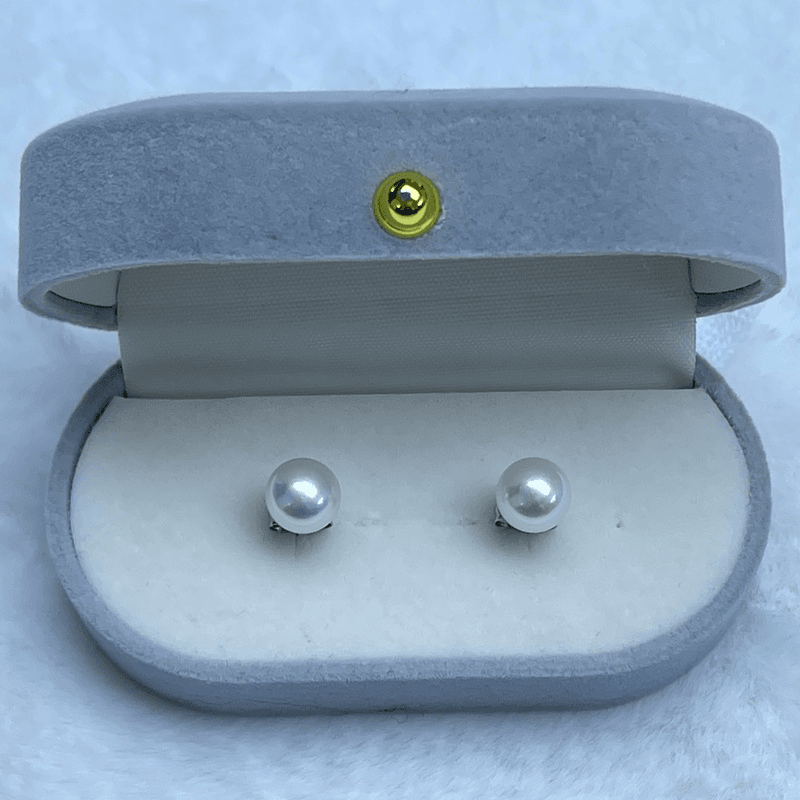 【顾铭珠宝】淡水珍珠耳钉6-7mm强光/素款精致款（非基地发无证书）