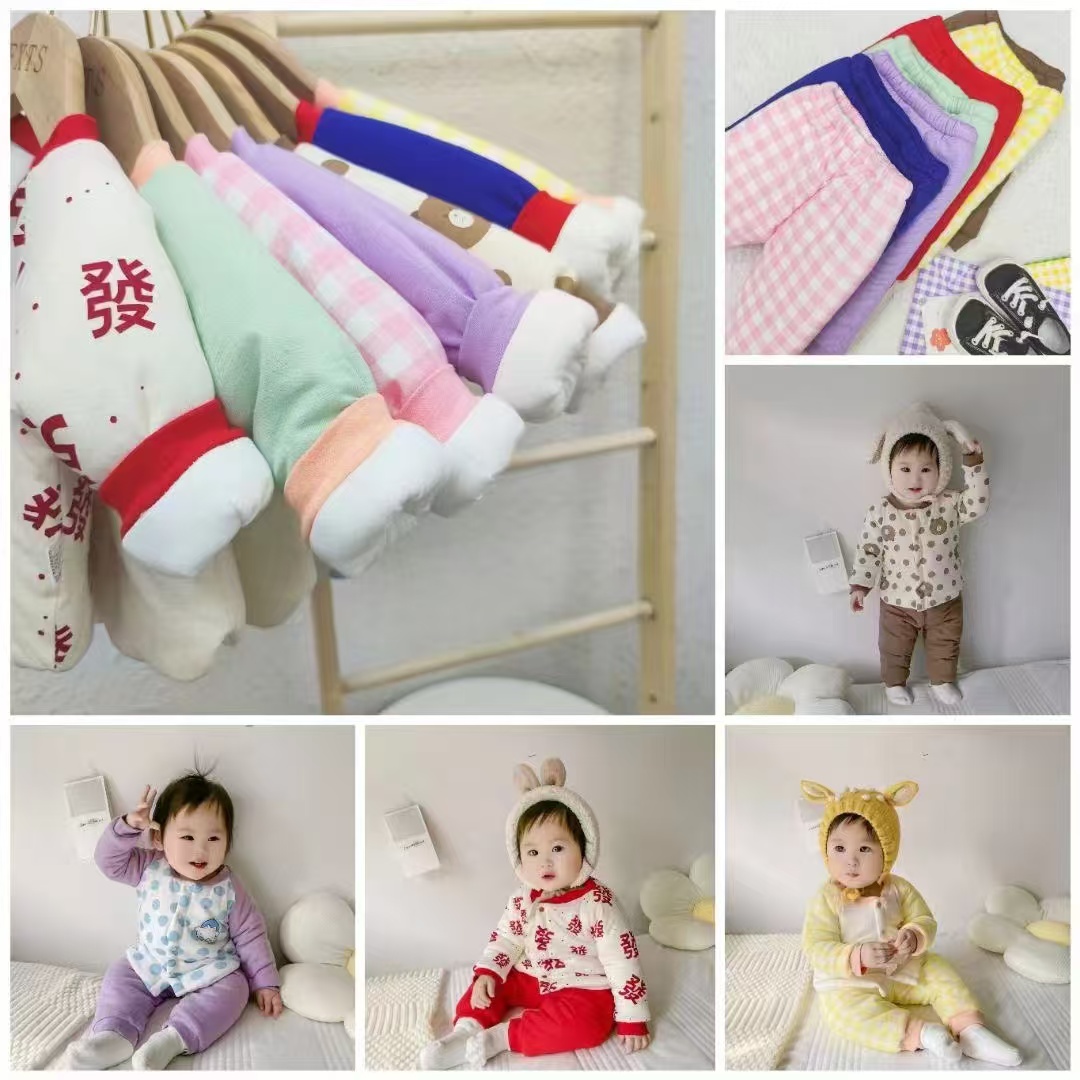 宝宝100克棉分体套平腰