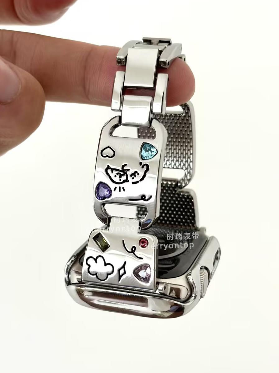 时瑞 适用iwatch表带S9苹果手表表带SE876代小狗小猫蝴蝶结手镯女